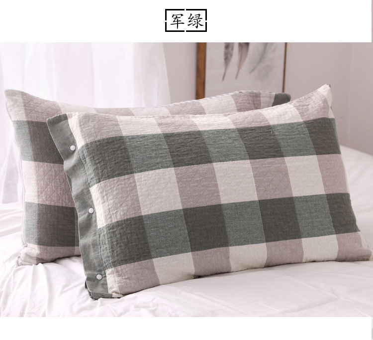 Two Gauze Pillowcase One-Pair Package Cotton Yarn Student Large Plaid Pillowcase Washed Cotton Pillowcase Spring and Summer Two Gauze Pillowcase One-Pair Package Cotton Yarn Student Large Plaid Pillowcase Washed Cotton Pillowcase Spring and Summer