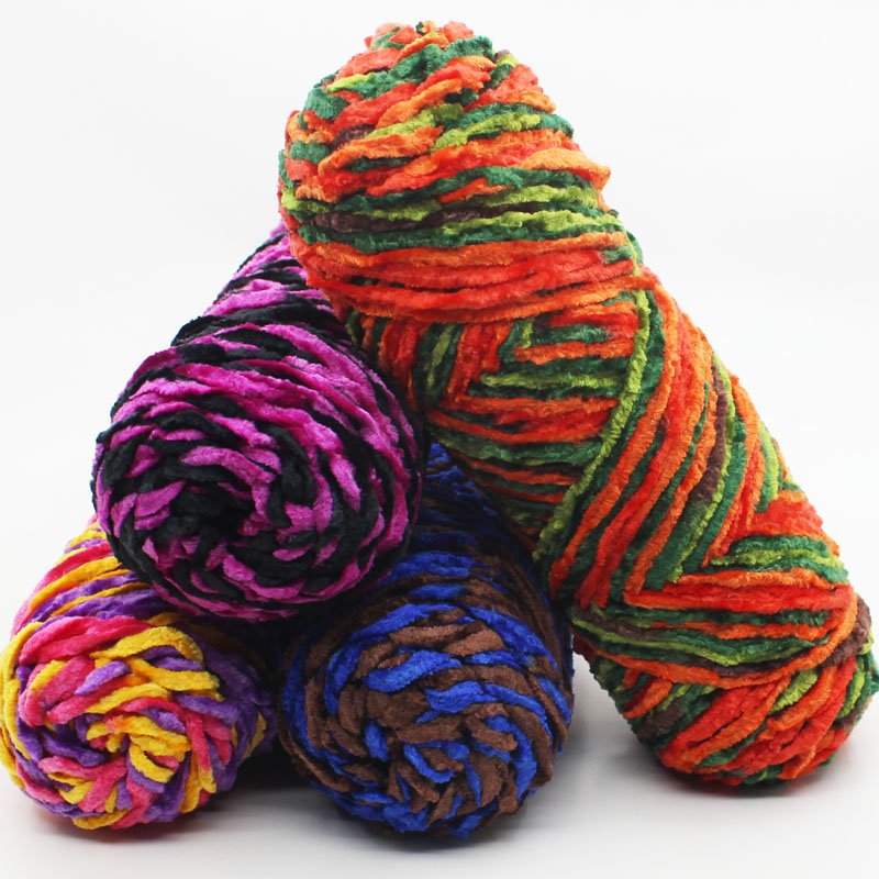 Pleuche Yarn Group Chenille Handmade DIY Woven Scarf Thick Line Violent Bear Material Package Crochet Hook Slippers