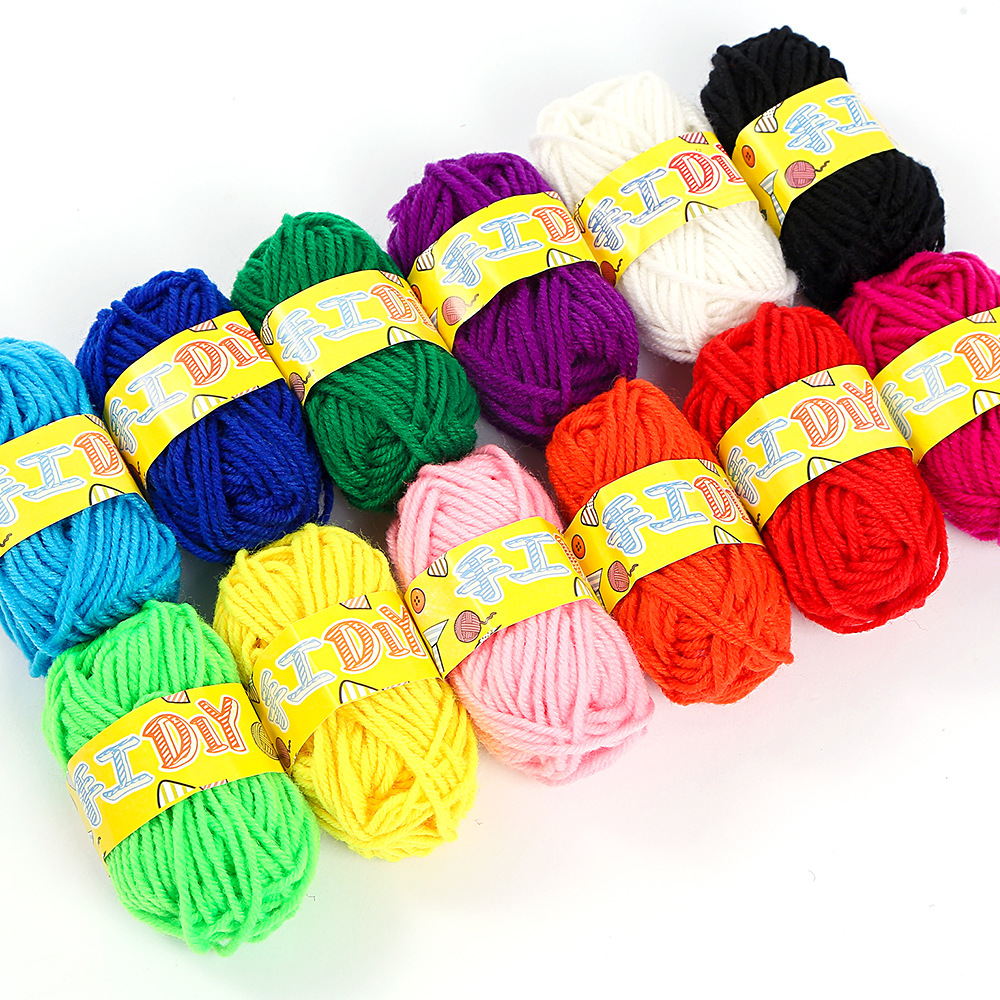 Color Woolen Yarn Ball 12 Color Wool Ball Kindergarten Handmade DIY Material Package Children&#039;s Production Creative Weaving Wholesale