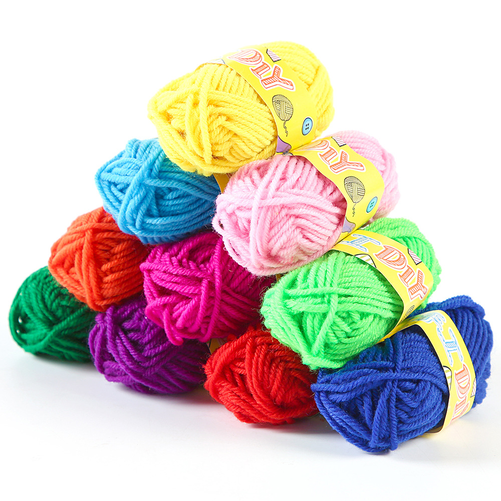 Color Woolen Yarn Ball 12 Color Wool Ball Kindergarten Handmade DIY Material Package Children&#039;s Production Creative Weaving Wholesale