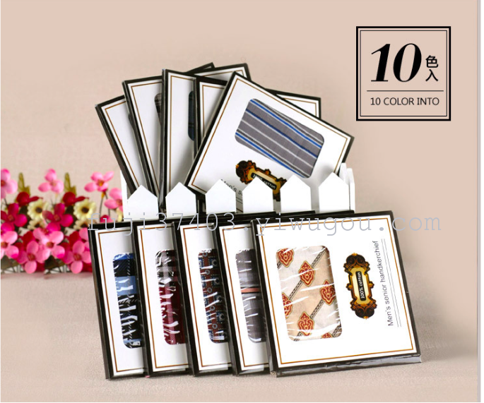 Men's pure cotton 60s yarn boxed package printing handkerchief Men's pure cotton 60s yarn boxed package printing handkerchief