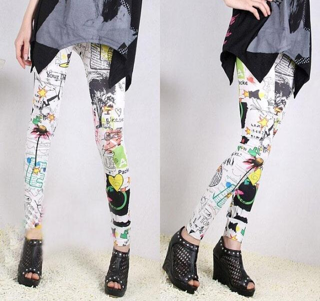 Fashion trousers with flower spring and summer styles retro seamless package yarn graffiti ink printed leggings pants Fashion trousers with flower spring and summer styles retro seamless package yarn graffiti ink printed leggings pants