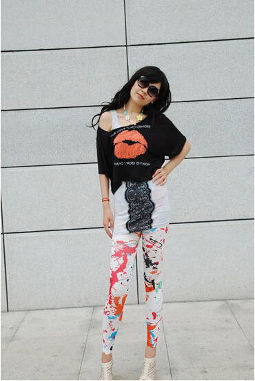 Fashion trousers with flower spring and summer styles retro seamless package yarn graffiti ink printed leggings pants Fashion trousers with flower spring and summer styles retro seamless package yarn graffiti ink printed leggings pants