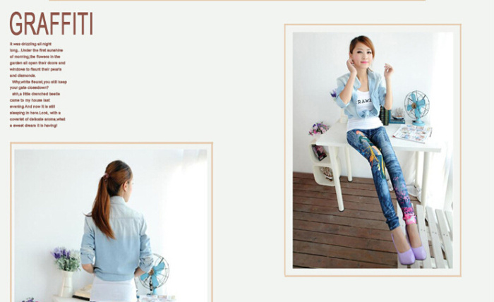 Fashion trousers with flower spring and summer styles retro seamless package yarn graffiti ink printed leggings pants Fashion trousers with flower spring and summer styles retro seamless package yarn graffiti ink printed leggings pants