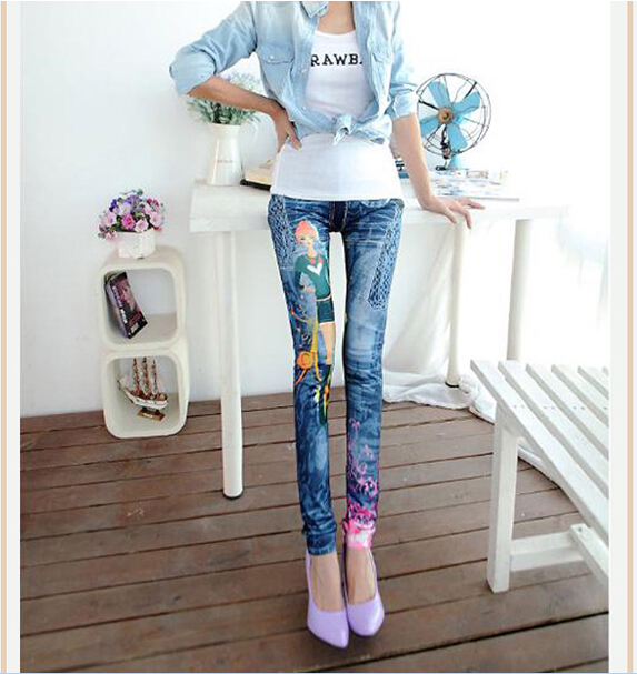Fashion trousers with flower spring and summer styles retro seamless package yarn graffiti ink printed leggings pants Fashion trousers with flower spring and summer styles retro seamless package yarn graffiti ink printed leggings pants