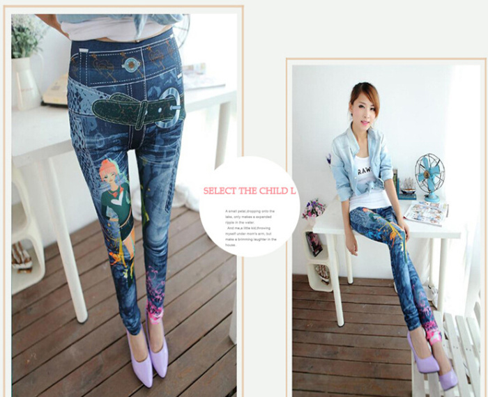 Fashion trousers with flower spring and summer styles retro seamless package yarn graffiti ink printed leggings pants Fashion trousers with flower spring and summer styles retro seamless package yarn graffiti ink printed leggings pants