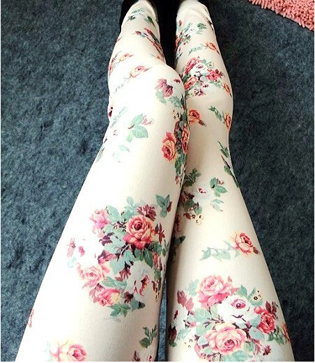 Fashion trousers with flower spring and summer styles retro seamless package yarn graffiti ink printed leggings pants Fashion trousers with flower spring and summer styles retro seamless package yarn graffiti ink printed leggings pants