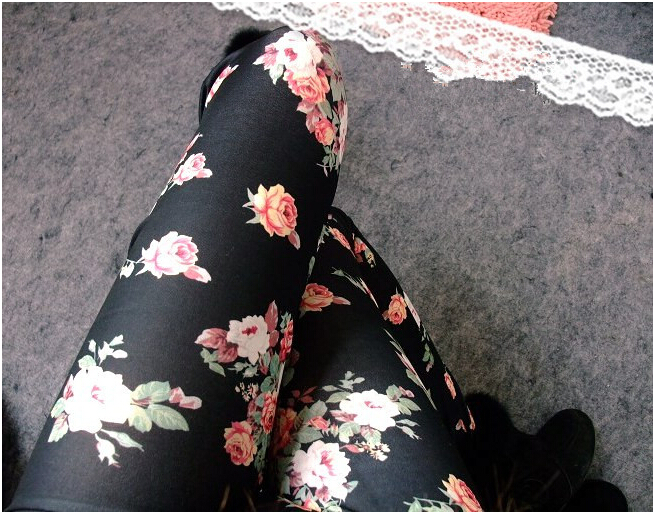 Fashion trousers with flower spring and summer styles retro seamless package yarn graffiti ink printed leggings pants Fashion trousers with flower spring and summer styles retro seamless package yarn graffiti ink printed leggings pants