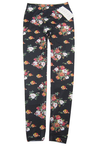 Fashion trousers with flower spring and summer styles retro seamless package yarn graffiti ink printed leggings pants Fashion trousers with flower spring and summer styles retro seamless package yarn graffiti ink printed leggings pants