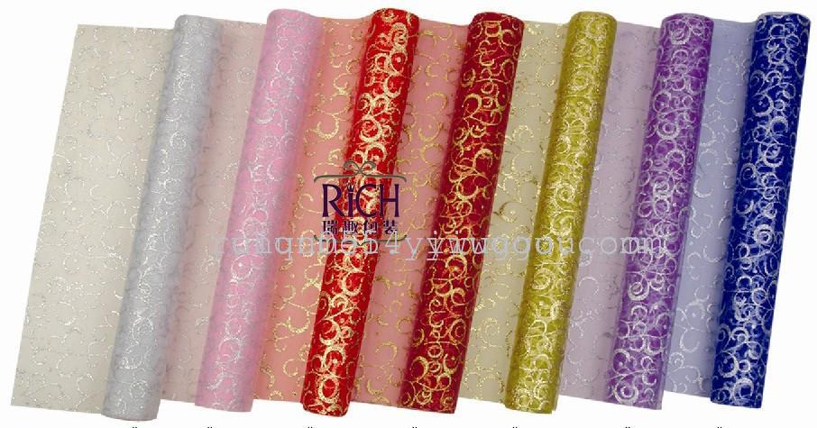 Gift wrapping gauze wedding flowers package color glitter yarn