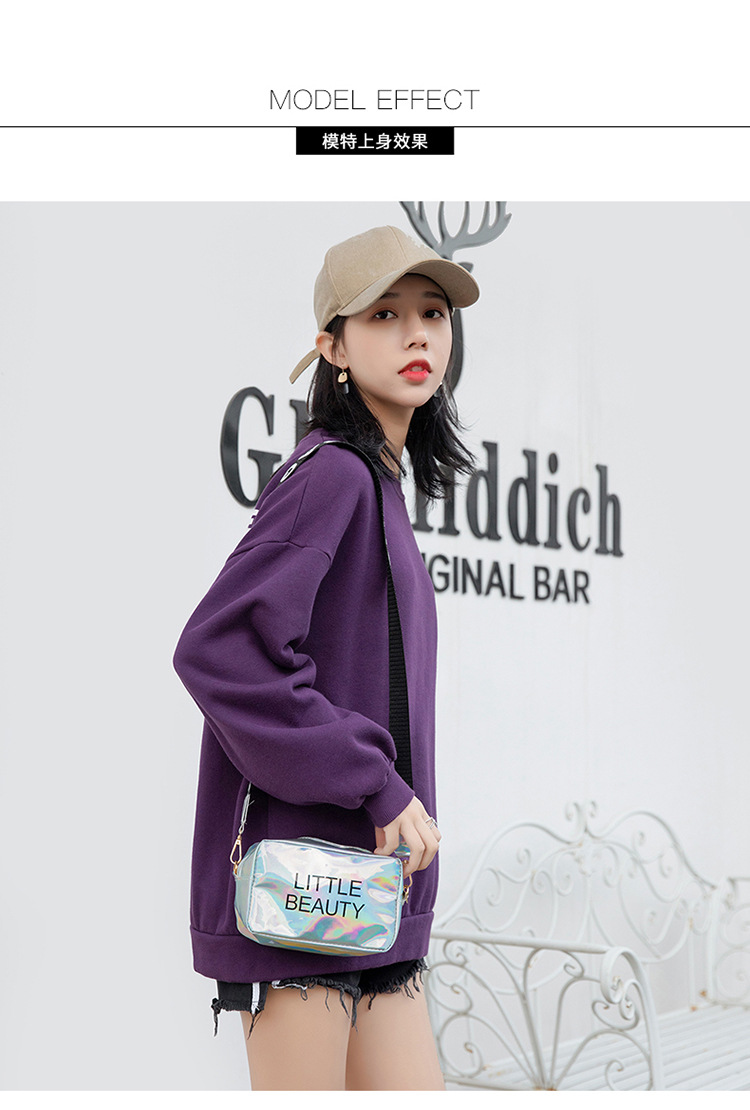 Women's Bag 2021 New Dazzling Color Letters Crossbody Small Square Bag Fashion Trendy Thick Shoulder Strap Mobile Phone Bag Gift Bag