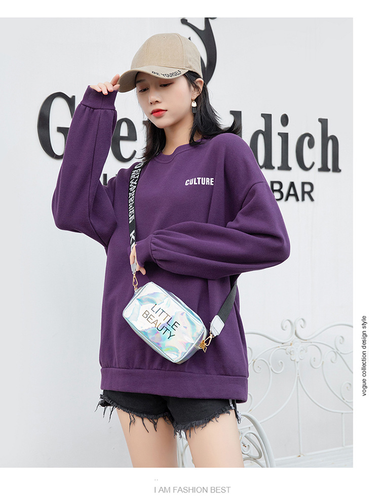 Women's Bag 2021 New Dazzling Color Letters Crossbody Small Square Bag Fashion Trendy Thick Shoulder Strap Mobile Phone Bag Gift Bag