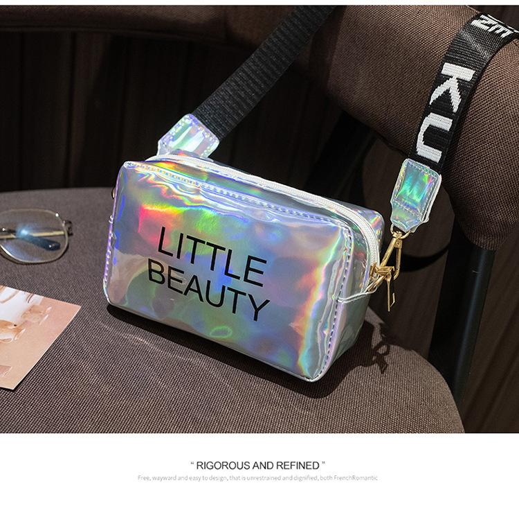 Women's Bag 2021 New Dazzling Color Letters Crossbody Small Square Bag Fashion Trendy Thick Shoulder Strap Mobile Phone Bag Gift Bag