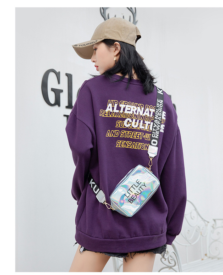 Women's Bag 2021 New Dazzling Color Letters Crossbody Small Square Bag Fashion Trendy Thick Shoulder Strap Mobile Phone Bag Gift Bag