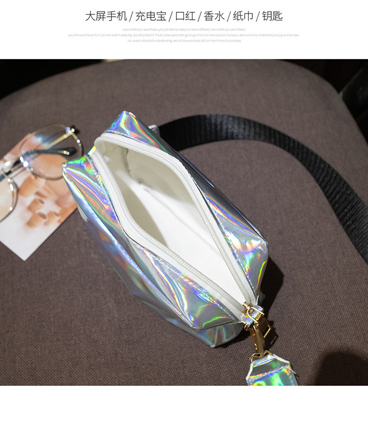 Women's Bag 2021 New Dazzling Color Letters Crossbody Small Square Bag Fashion Trendy Thick Shoulder Strap Mobile Phone Bag Gift Bag
