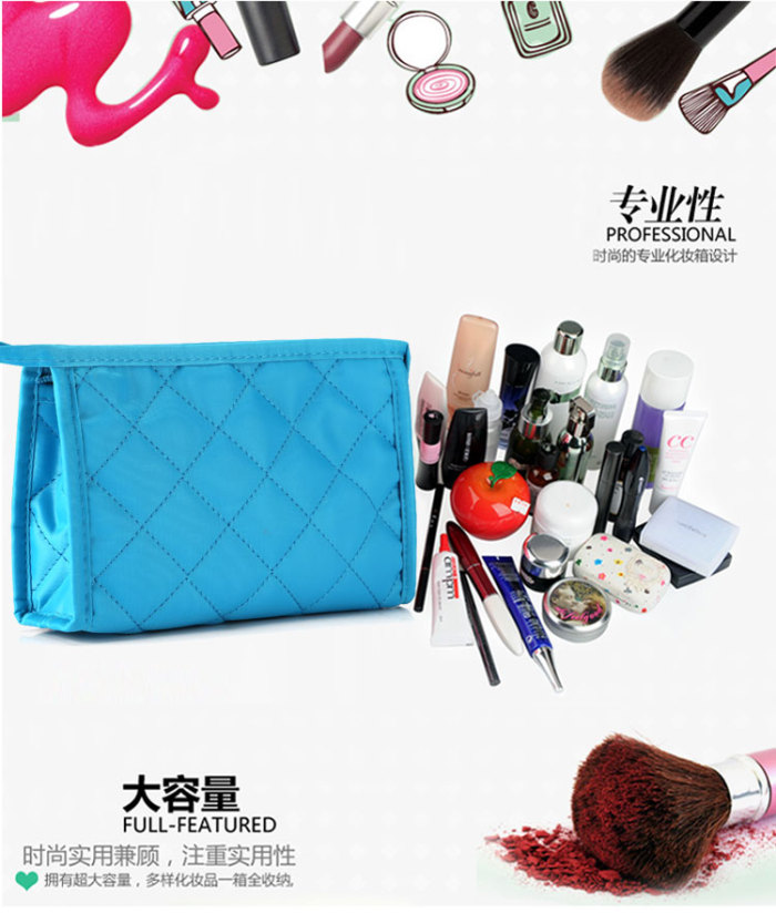 Embroidered cosmetic bag cosmetic bag clutch bag diamond lattice storage bag gift bag three piece kit