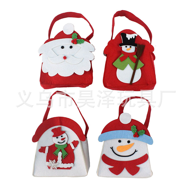 Christmas Gift Children Candy Bag Book Bag Snowman Gift Bag Felt Cloth Santa Claus Gift Bag Decorations