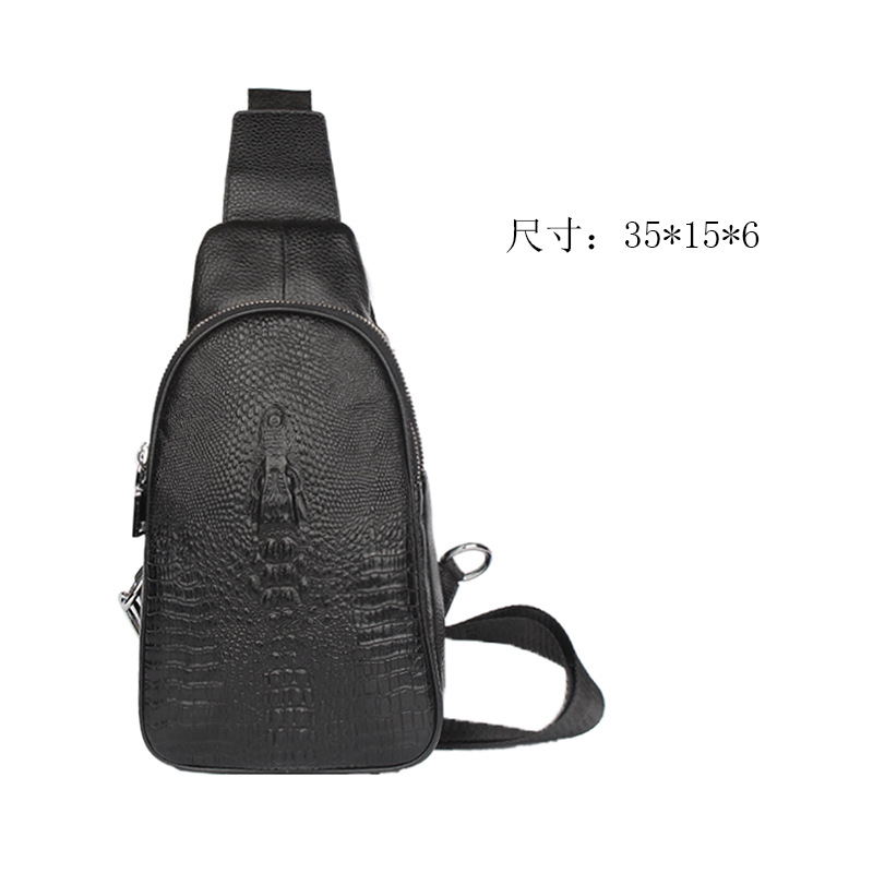 Factory Wholesale Genuine Leather Shoulder Backpack Crocodile Leather Pattern Shoulder Messenger Bag High-End Boutique Chest Bag Gift Bag New