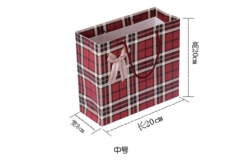 Business classic dark red background coffee checked grain gift bag handbag gift bag paper bag