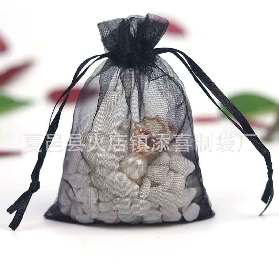 Factory in Stock Candy Mesh Plain Pearl Yarn Cosmetics Drawstring Bag Gift Bag More Sizes Ogen Chiffon Bag