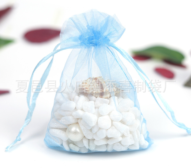 Factory in Stock Candy Mesh Plain Pearl Yarn Cosmetics Drawstring Bag Gift Bag More Sizes Ogen Chiffon Bag