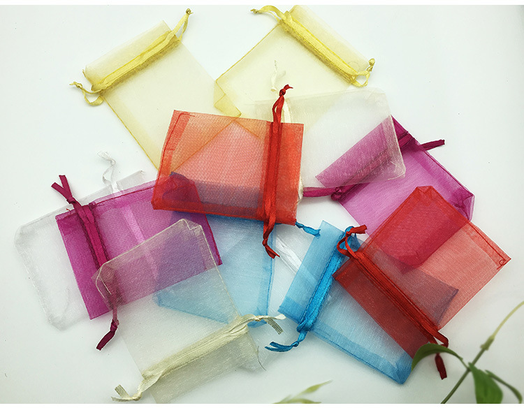 Factory in Stock Candy Mesh Plain Pearl Yarn Cosmetics Drawstring Bag Gift Bag More Sizes Ogen Chiffon Bag