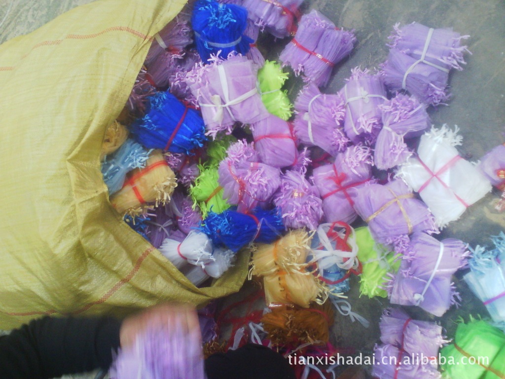 Factory in Stock Candy Mesh Plain Pearl Yarn Cosmetics Drawstring Bag Gift Bag More Sizes Ogen Chiffon Bag