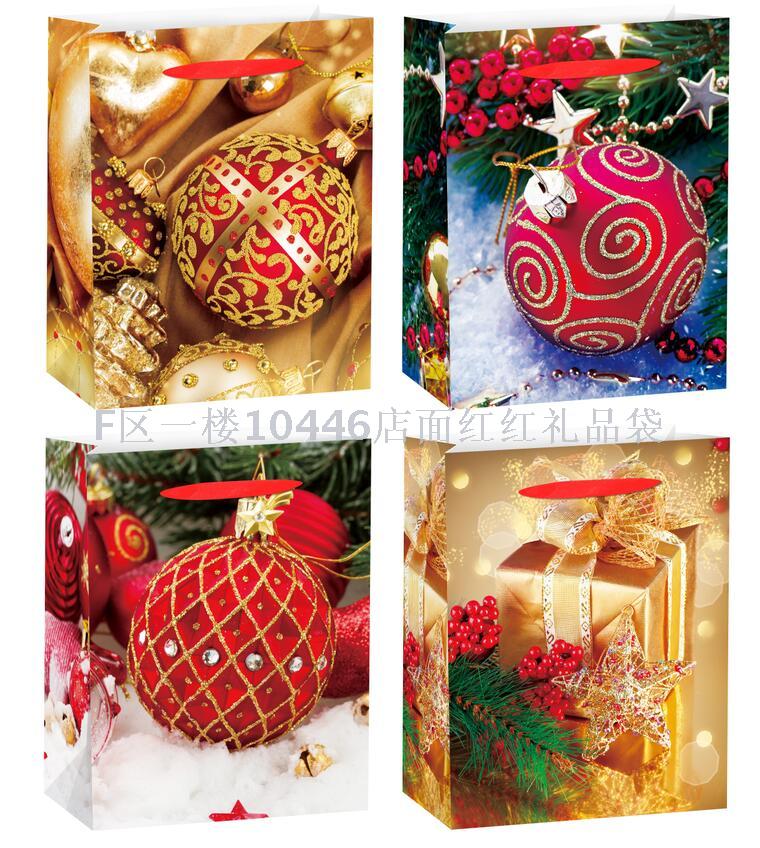 Copperplate Paper White Cardboard Christmas Gift Bag Flowers and Plants Handbag Shopping Bag Paper Bag Holiday Supplies Bag