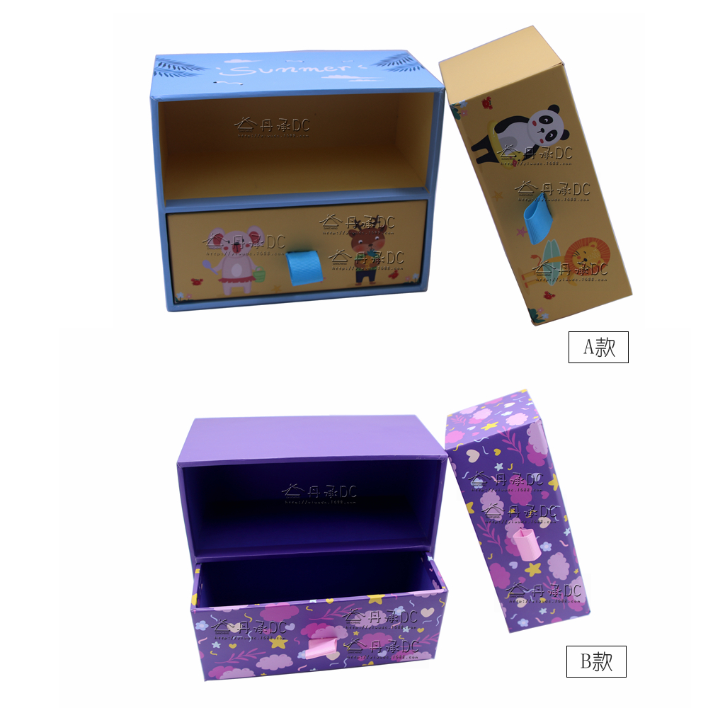 New cartoon creative second drawer box children stationery storage cardboard box wholesale customization storage box New cartoon creative second drawer box children stationery storage cardboard box wholesale customization storage box