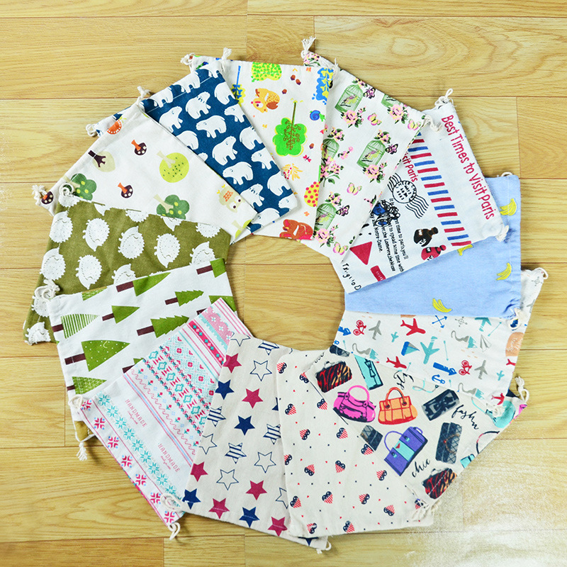 Printed cotton and linen drawString sack sack Sundry underwear storage bag travel storage bag gift bag