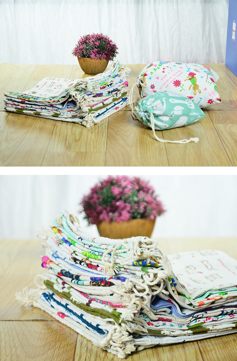 Printed cotton and linen drawString sack sack Sundry underwear storage bag travel storage bag gift bag Printed cotton and linen drawString sack sack Sundry underwear storage bag travel storage bag gift bag