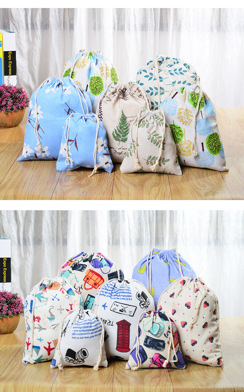 Printed cotton and linen drawString sack sack Sundry underwear storage bag travel storage bag gift bag Printed cotton and linen drawString sack sack Sundry underwear storage bag travel storage bag gift bag