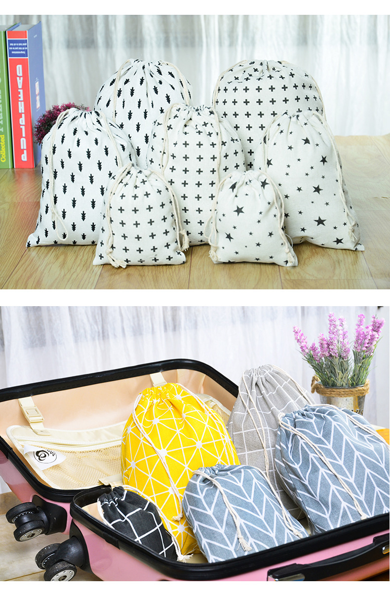 Printed cotton and linen drawString sack sack Sundry underwear storage bag travel storage bag gift bag Printed cotton and linen drawString sack sack Sundry underwear storage bag travel storage bag gift bag
