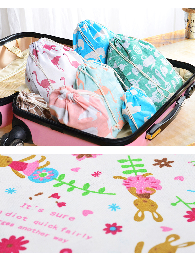 Printed cotton and linen drawString sack sack Sundry underwear storage bag travel storage bag gift bag Printed cotton and linen drawString sack sack Sundry underwear storage bag travel storage bag gift bag