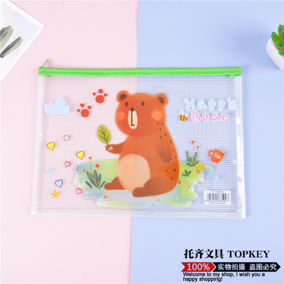 Cute Cartoon File Bag Pp Transparent Student A4 Zipper Bag Large Capacity Test Paper Storage Bag Waterproof Cute Cartoon File Bag Pp Transparent Student A4 Zipper Bag Large Capacity Test Paper Storage Bag Waterproof