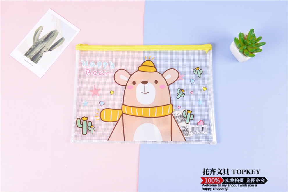 Cute Cartoon File Bag Pp Transparent Student A4 Zipper Bag Large Capacity Test Paper Storage Bag Waterproof Cute Cartoon File Bag Pp Transparent Student A4 Zipper Bag Large Capacity Test Paper Storage Bag Waterproof