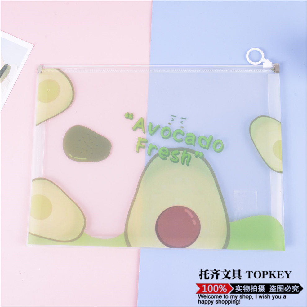 Cartoon Transparent File Bag Storage Folder Student Large Capacity Waterproof Zipper Bag