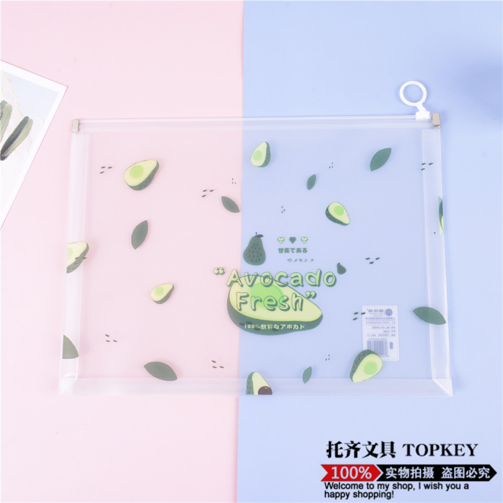 Cartoon Transparent File Bag Storage Folder Student Large Capacity Waterproof Zipper Bag