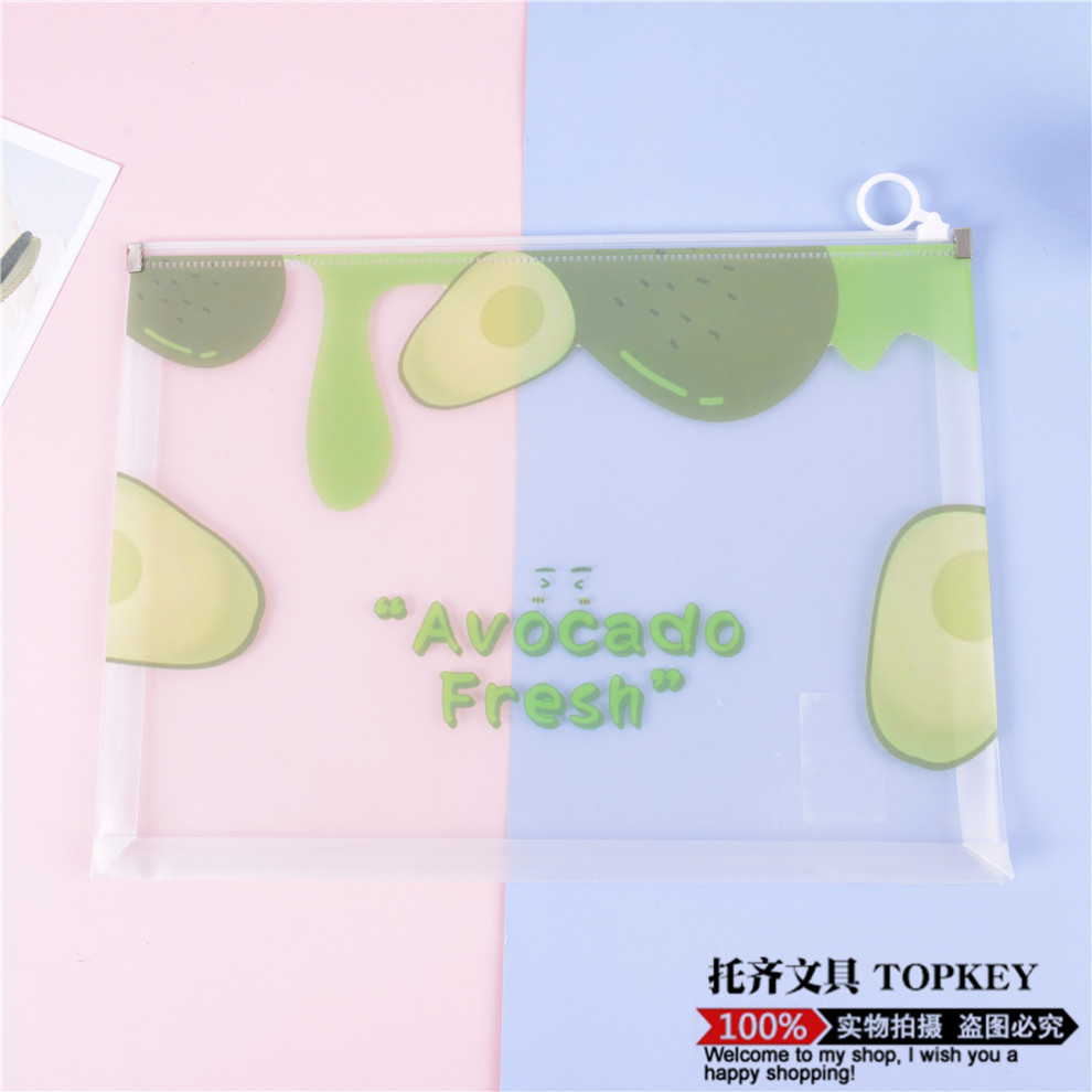 Cartoon Transparent File Bag Storage Folder Student Large Capacity Waterproof Zipper Bag