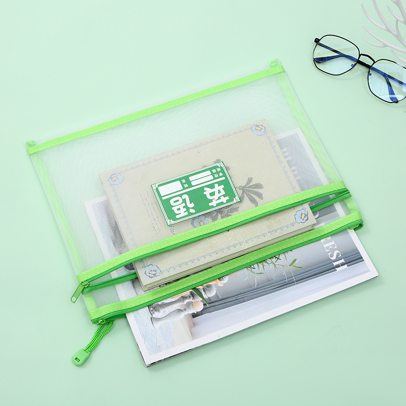Subject Classification Stationery Bag Mesh Zipper Bag Transparent Stationery Bag Student Subject Classification Large Capacity Information Bag