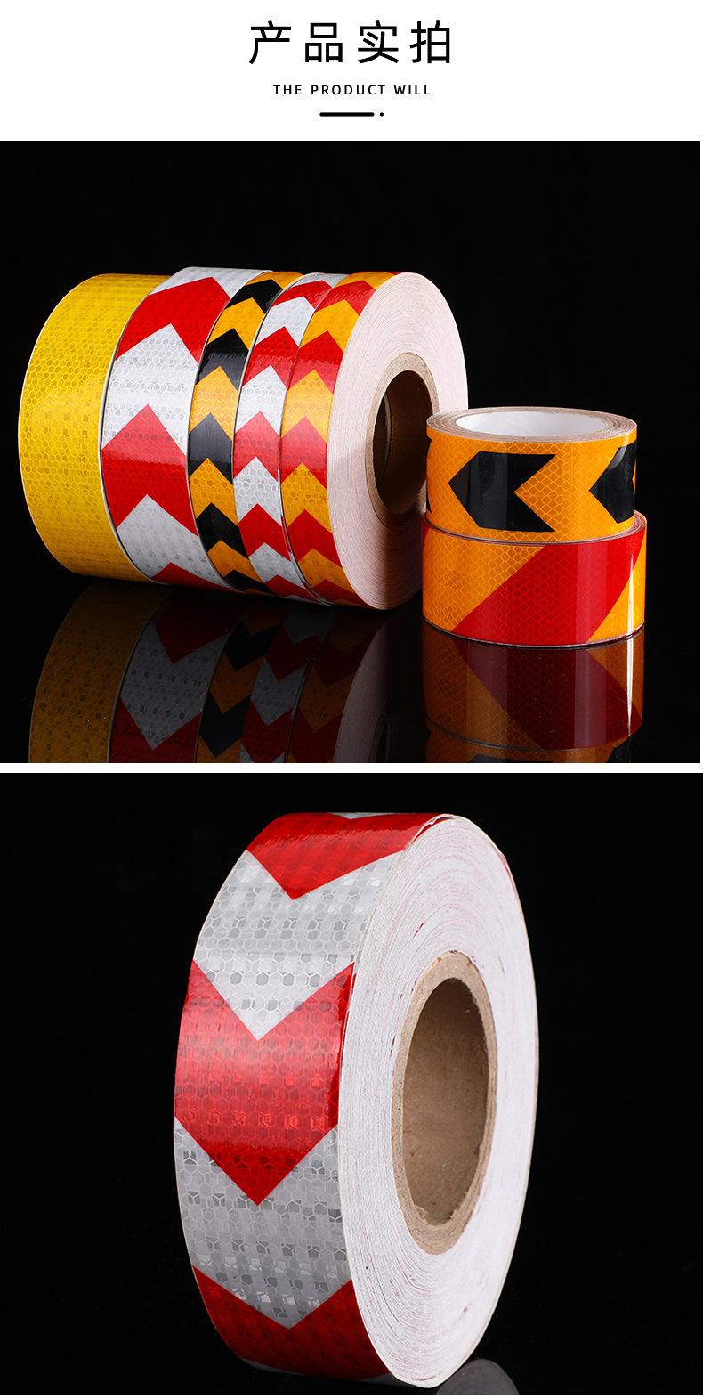 Color Arrow Type Pointing Reflective Adhesive Tape Night Reflective Car Roadblock Warning Tape Vehicle Reflective Adhesive Tape