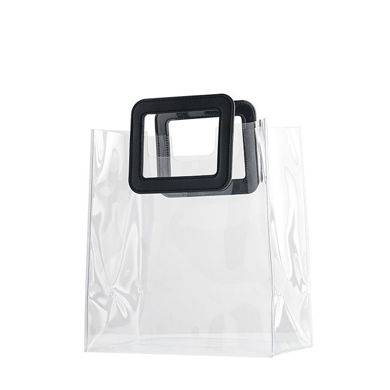 Factory Direct Sales Plastic Shopping Bag Transparent PVC Bag Gift Bag PVC Handbag Cosmetic Bag Customizable