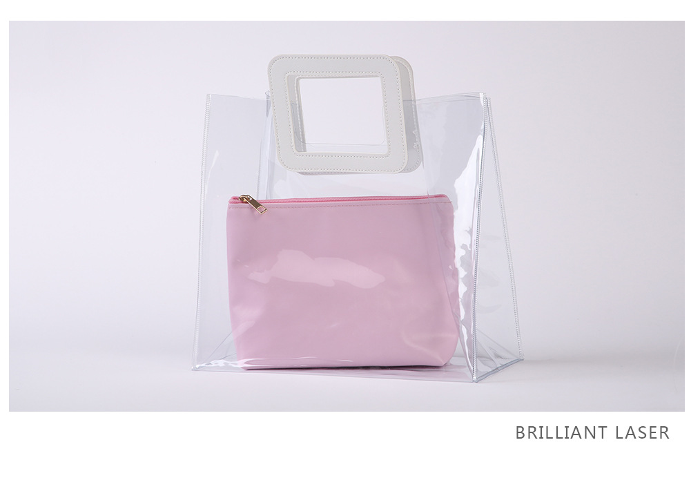 Factory Direct Sales Plastic Shopping Bag Transparent PVC Bag Gift Bag PVC Handbag Cosmetic Bag Customizable