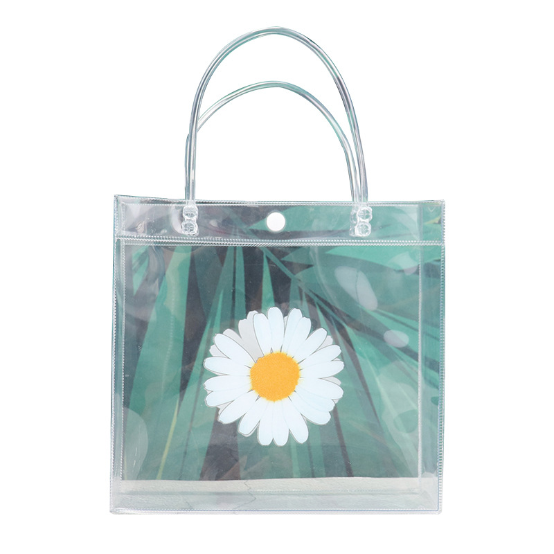Little Daisy Transparent Handbag PVC Bag Plastic Clothing Store Gift Bag Internet Celebrity Shopping Bags One Piece Dropshipping