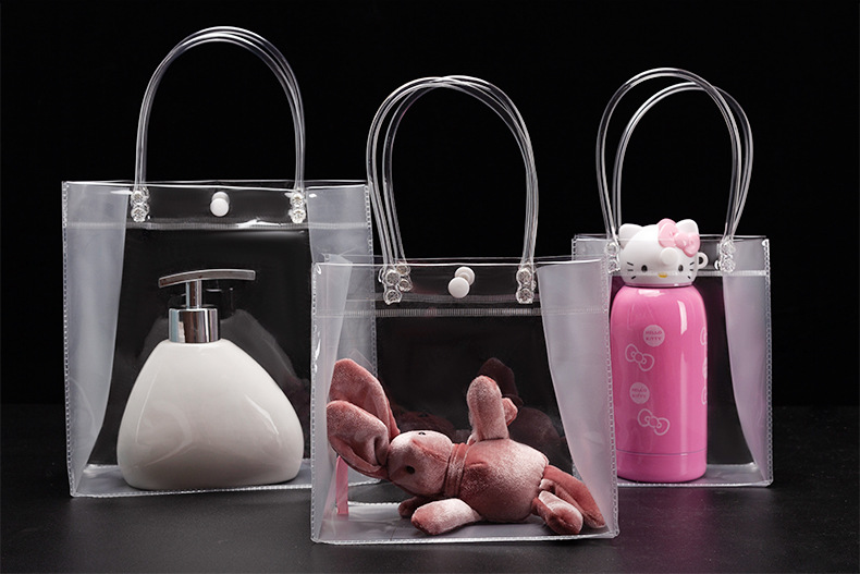 In Stock Wholesale Plastic Handbag Customized Transparent PVC Bag Denture Mechanic Station Customized Shopping Gift Bag
