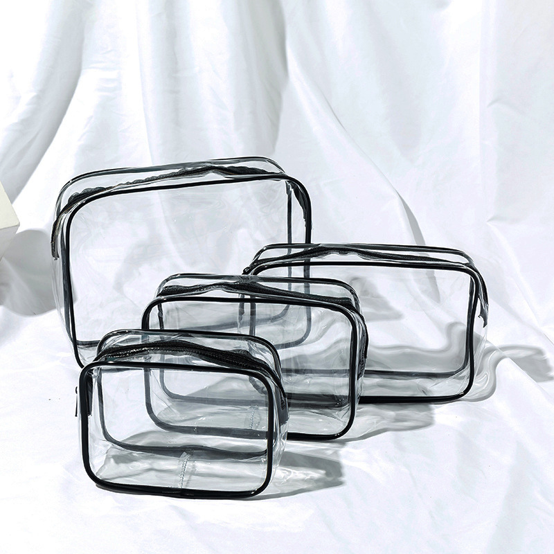 Factory Direct Sales Transparent Plastic Packaging Bag PVC Bag Cosmetic Storage Bag Travel Toiletry Bag Customizable Logo