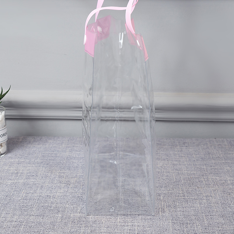 Factory Direct Sales Transparent Snap Fastener Gift Shopping PVC Bag Packaging PVC Plastic Handbag Customizable Logo