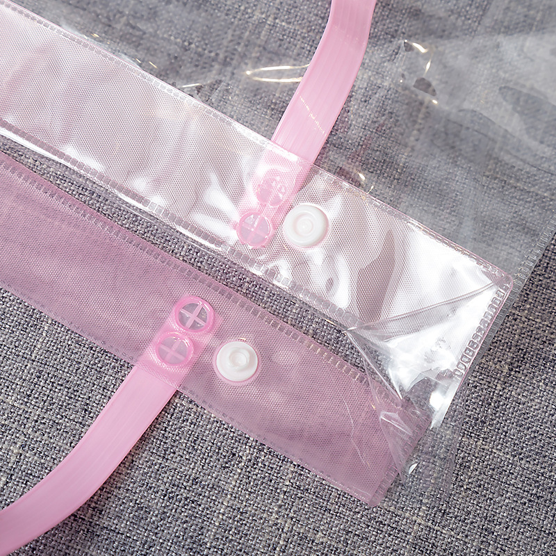 Factory Direct Sales Transparent Snap Fastener Gift Shopping PVC Bag Packaging PVC Plastic Handbag Customizable Logo