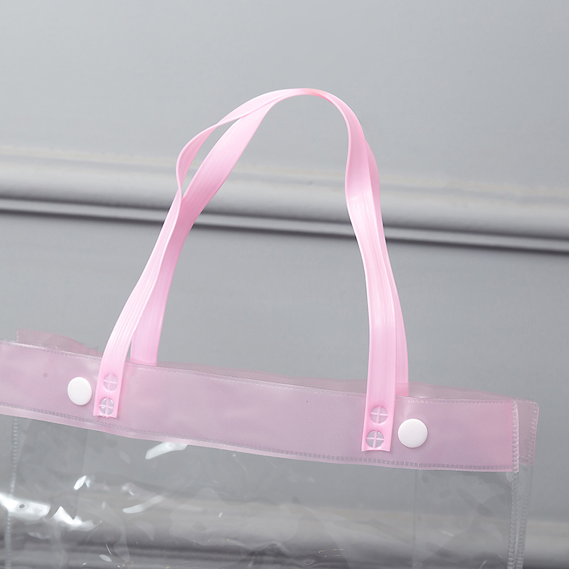 Factory Direct Sales Transparent Snap Fastener Gift Shopping PVC Bag Packaging PVC Plastic Handbag Customizable Logo