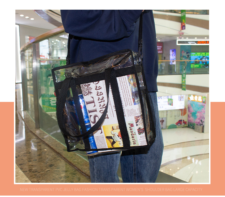 2021 New Transparent PVC Bag Large Capacity Campus Ins Women's Portable Shoulder Bag Solid Color Travel Beach Bag 2021 New Transparent PVC Bag Large Capacity Campus Ins Women's Portable Shoulder Bag Solid Color Travel Beach Bag